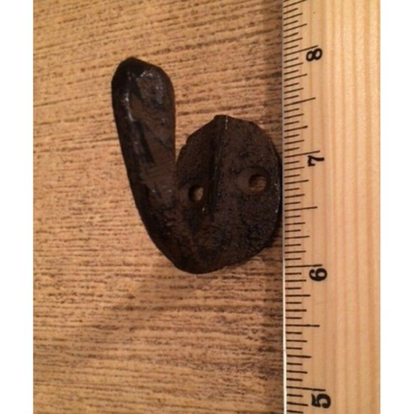 Two (2) Small 1 1/2" tall Cast Iron Robe / Coat Hook two (2) 0170-01203 - Picture 10 of 12